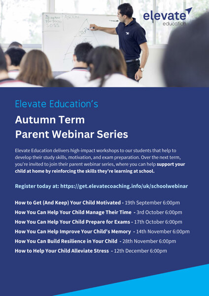 Image of Y11 Parent Webinar: How To Help Your Child Alleviate Stress - 12th December 6:00pm